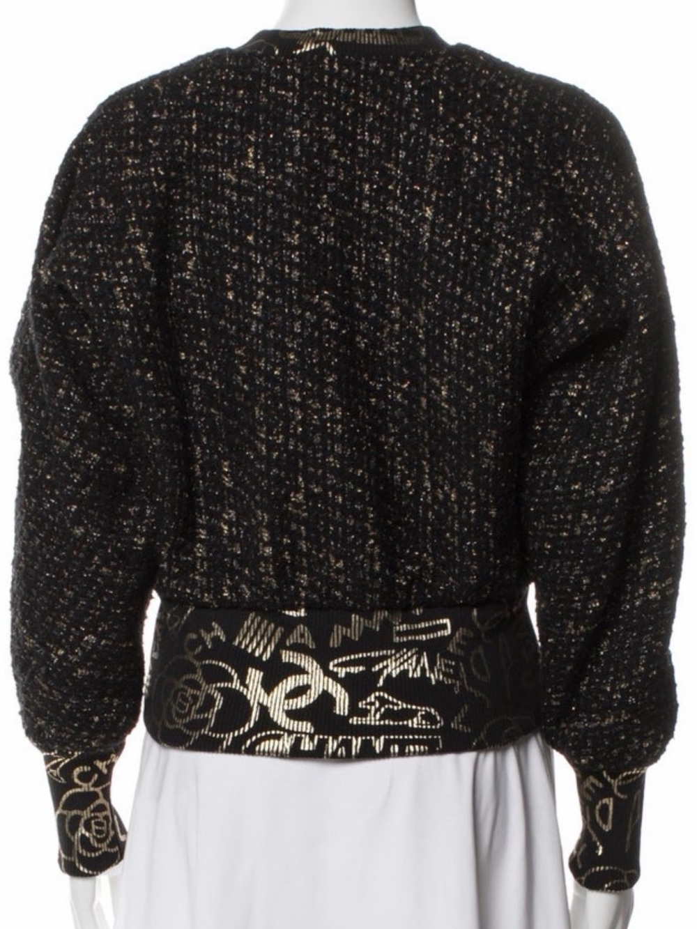 Black Metallic Knit sweater Gold Accent brand new